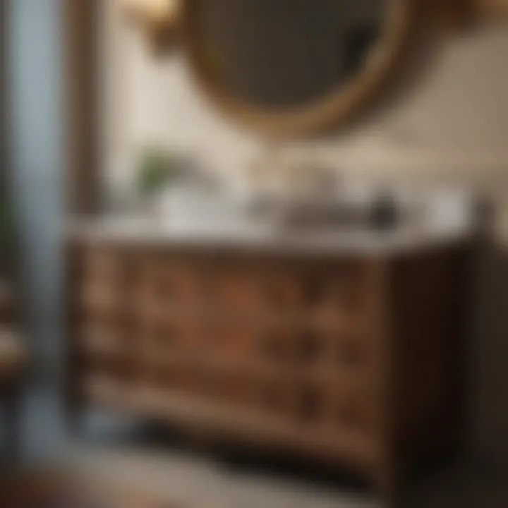 Beautifully restored vintage bathroom vanity showcasing intricate detailing