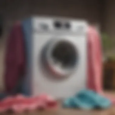 Washing machine displaying vibrant colored fabrics