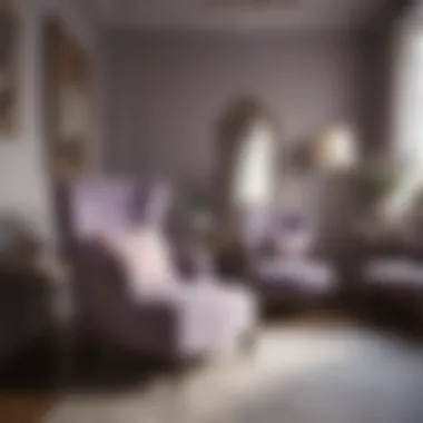 Harmonious Bedroom Ambiance A serene bedroom featuring a lavender chair harmoniously integrated