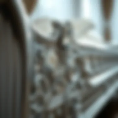 Close-up of crystal details on a silver bed frame showcasing craftsmanship