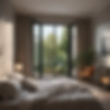 Effective Noise Reduction with Double-Glazed Windows Double-glazed windows in a stylish bedroom