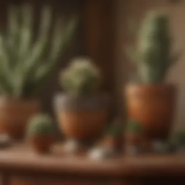 Decorative elements such as cacti and handcrafted accessories enhancing the southwestern theme.