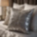 Glistening decorative pillows on a stylish bed