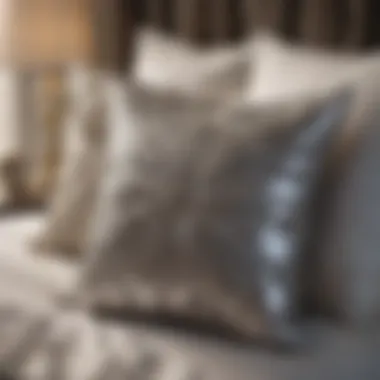 Glistening decorative pillows on a stylish bed