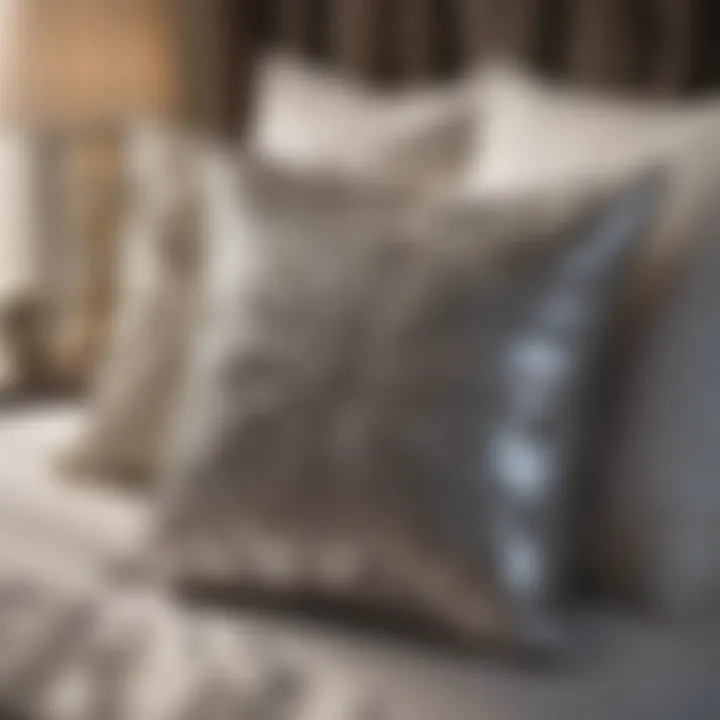 Glistening decorative pillows on a stylish bed