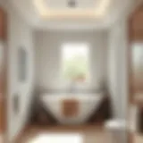 Elegant Layout for Small Bathrooms Elegant layout of a small bathroom with light colors and minimalistic design