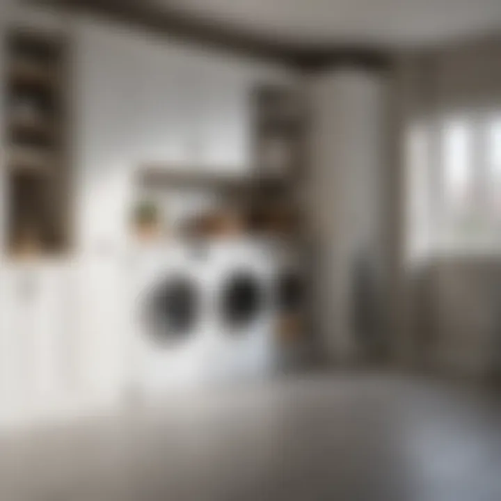 Stylish laundry room featuring integrated drying solutions