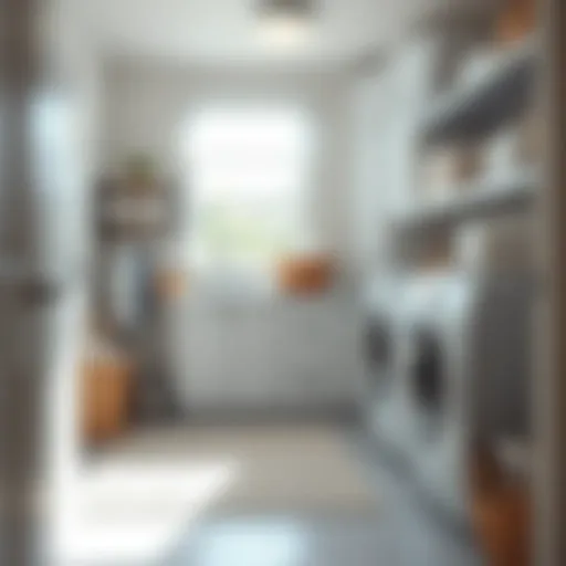 Sunlit Laundry Space A bright, sunlit laundry room filled with fresh linens