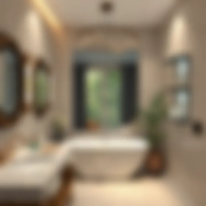 Stylish Bathroom Design with Tempered Glass Shelves Stylish bathroom design featuring tempered glass shelves