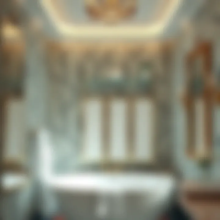 Luxurious Bathroom Interior Featuring Tempered Glass Shelving Luxurious bathroom interior showcasing tempered glass shelving