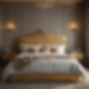 Cozy bedroom design featuring gold elements