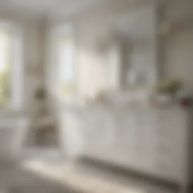 Bright bathroom featuring white linen cabinets and natural light