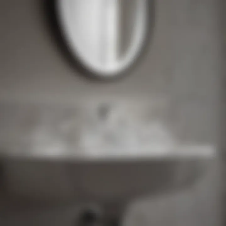 Close-up of sparkling crystals reflecting light in a modern bathroom setting