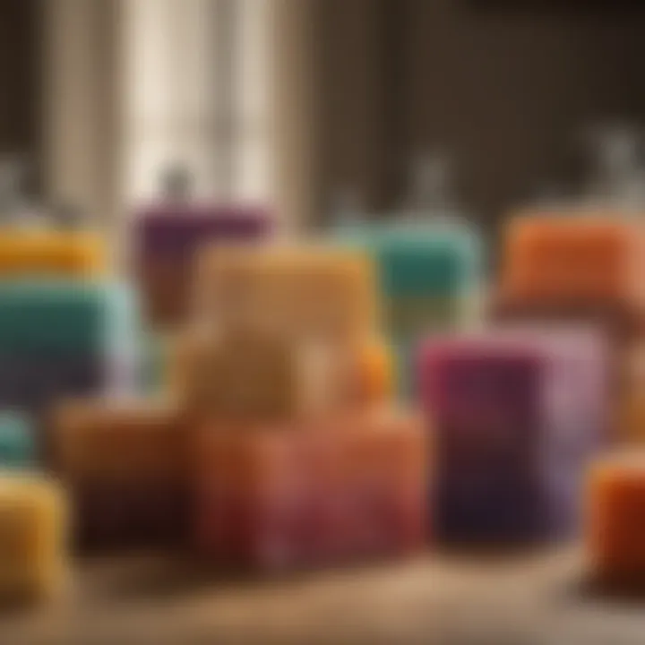 An array of artisanal soaps showcasing vibrant colors and textures