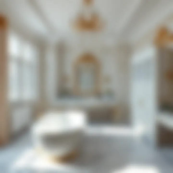 Elegant classic master bathroom featuring a freestanding tub and marble accents