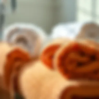 Different materials used in bath towels showcasing their texture