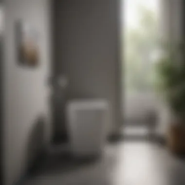 Compact Stylish Bathroom Waste Bin Compact and stylish bathroom waste bin in a modern setting