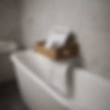 Wooden magazine holder placed beside a bathtub