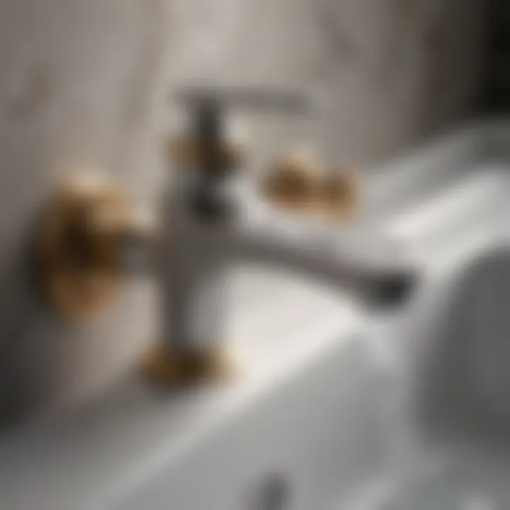 Close-up of flat faucet showing intricate design