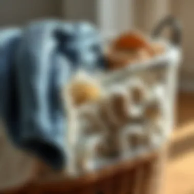 Quality Materials for Lasting Use Close-up of materials used in a three-bag laundry basket