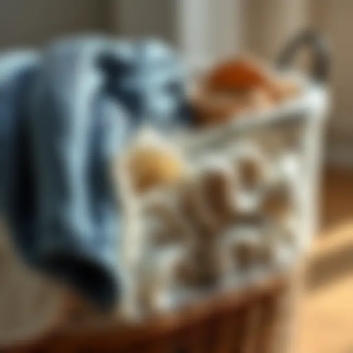 Quality Materials for Lasting Use Close-up of materials used in a three-bag laundry basket