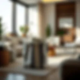 Stylish three-bag laundry basket in a modern living room