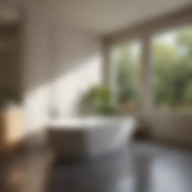 A calm bathroom environment with a refinished bathtub in focus