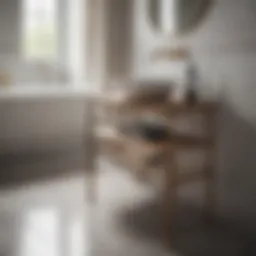 Elegant bathroom side table showcasing storage potential