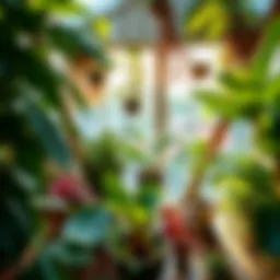 A vibrant indoor garden showcasing various houseplants thriving in high humidity