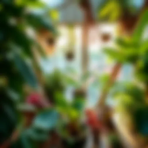 Vibrant Indoor Garden A vibrant indoor garden showcasing various houseplants thriving in high humidity