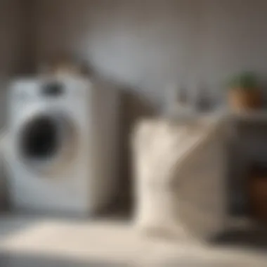 An eco-friendly laundry wash bag displayed in a modern laundry room setting.