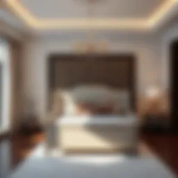 Elegant chest bench in a modern bedroom setting