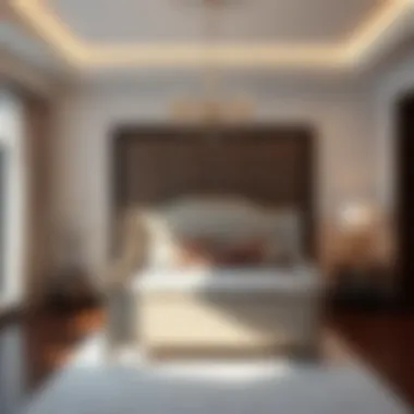 Elegant chest bench in a modern bedroom setting