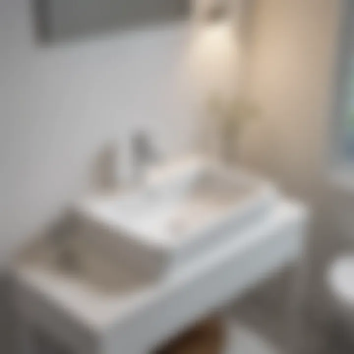 Step-by-step installation of a white rectangle bathroom sink