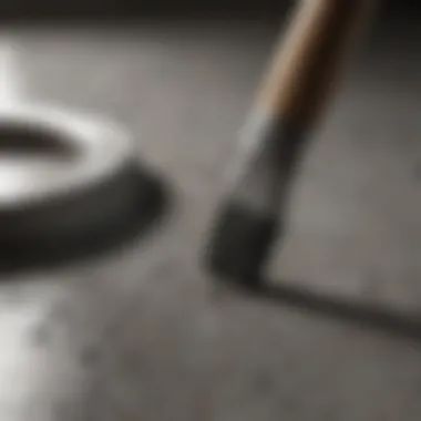 Essential Tools for Concrete Painting Close-up of paint tools and materials for concrete flooring