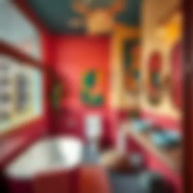 Vibrant color palettes in a tropical-themed bathroom