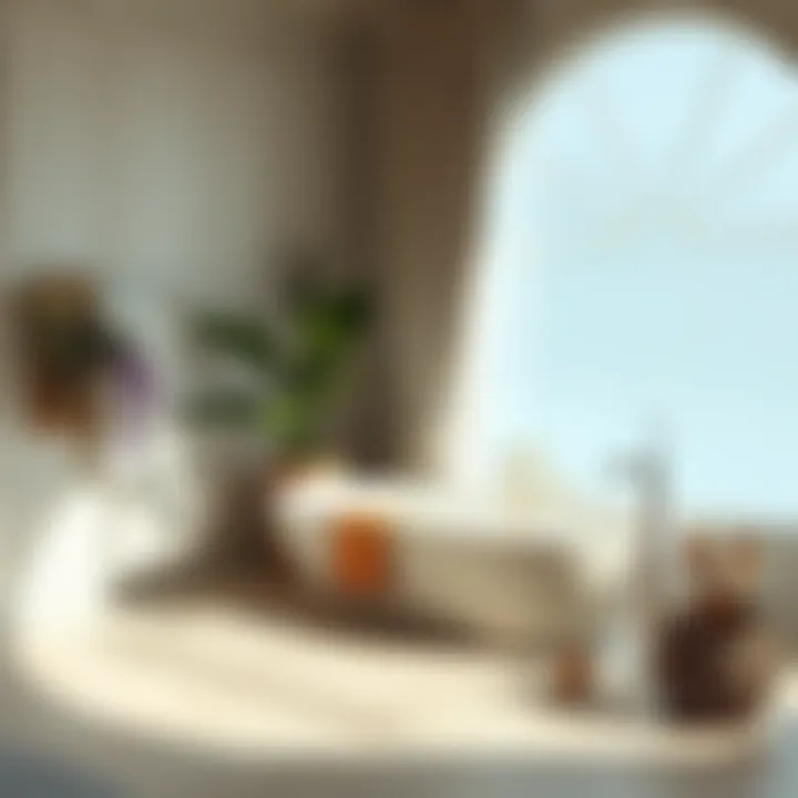 Tranquil Bathing Retreat Luxurious soaking tub surrounded by calming elements