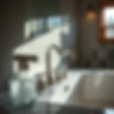 Detailed installation view of an 8-inch widespread faucet