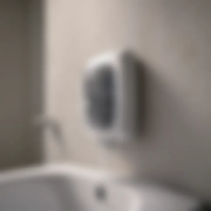 Illustration of sound waves emitted by a bathroom fan