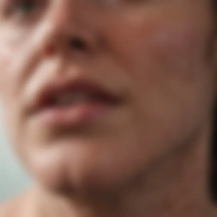 Close-up of irritated skin showing signs of dermatitis