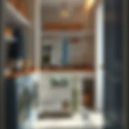 Stylish rolling hanging laundry cart in a modern laundry room