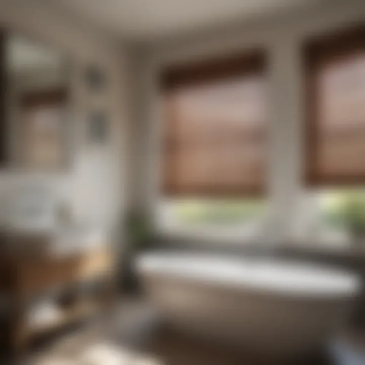 Stylish wooden blinds blending with traditional bathroom